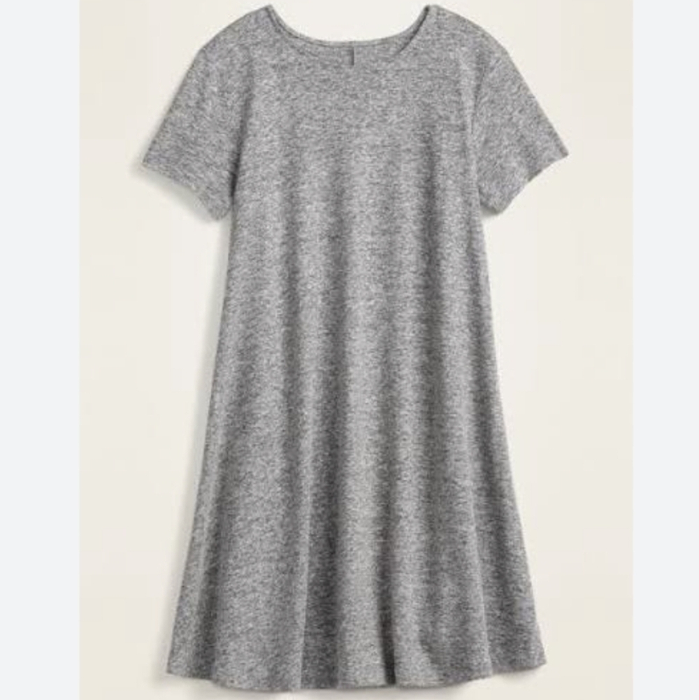(Tall) Old Navy Gray Linen Short Sleeve Swing Dress Sz ST